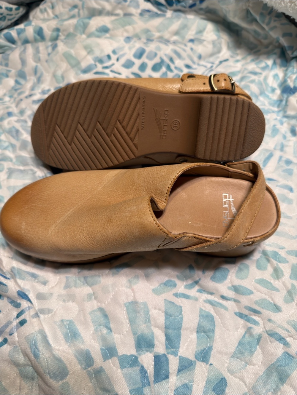 Dansko Tan Leather Slingback Mule with Buckle